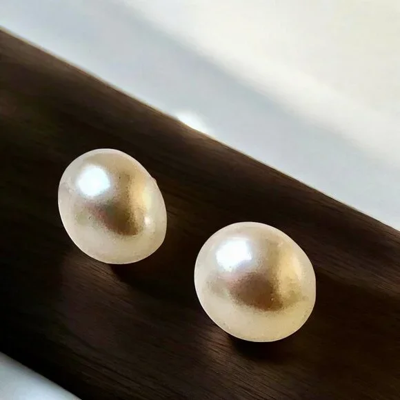 Mabe Pearl Stud Earrings Gold Posts